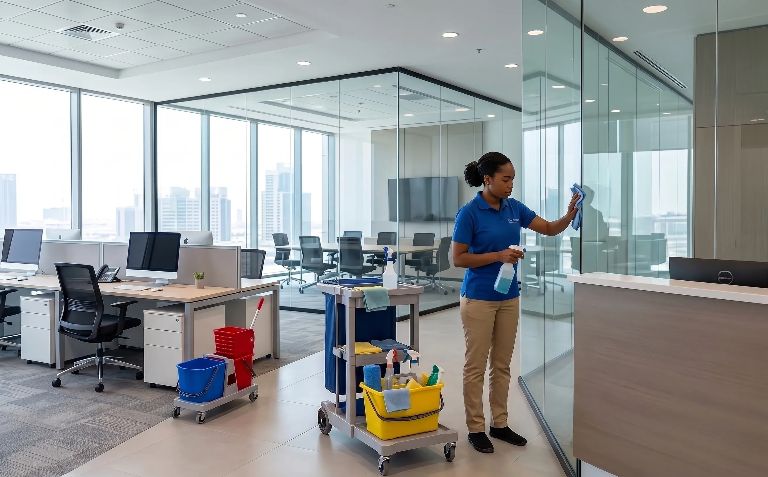 Professional commercial cleaning team