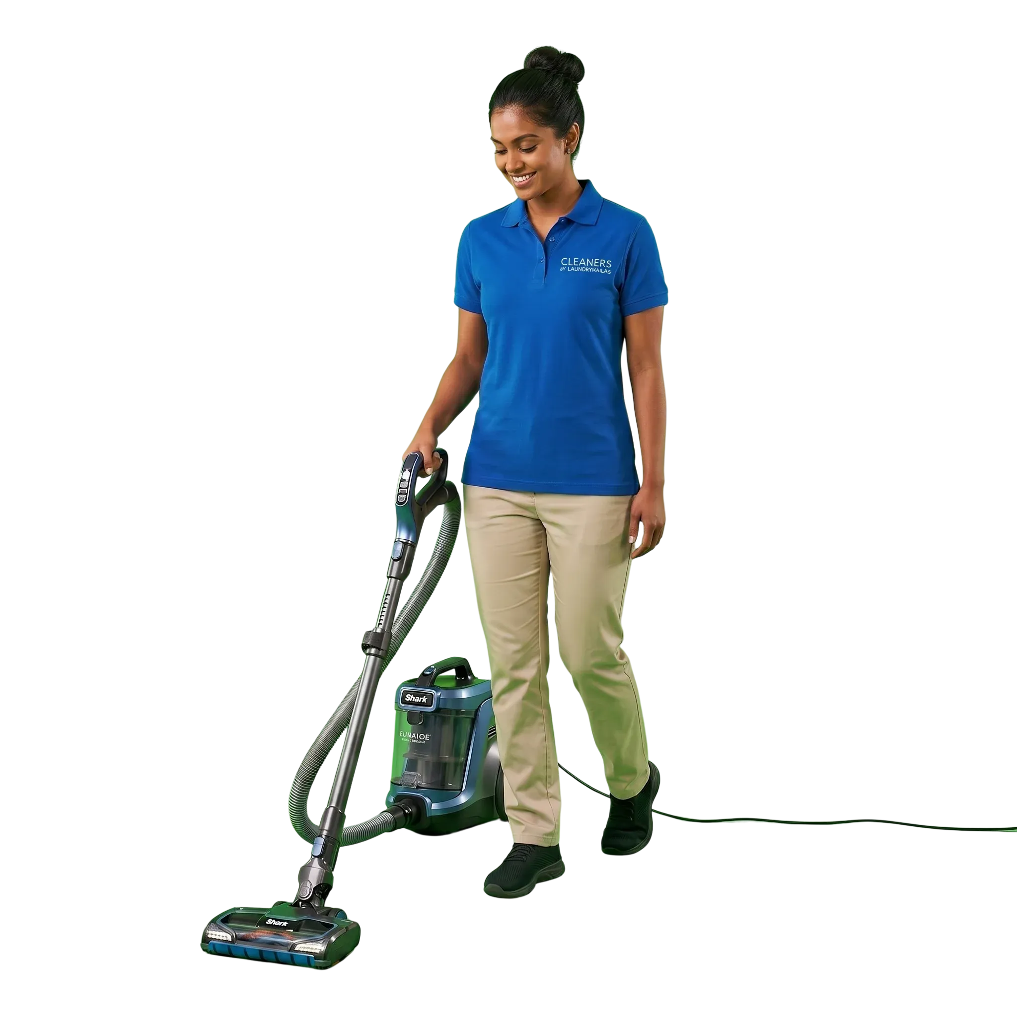 Professional house cleaners working in a modern UAE living room