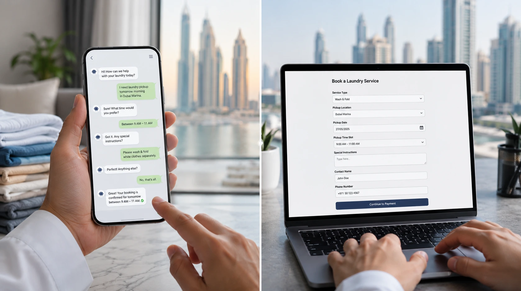 Conversational vs Standard Online Booking for Laundry in the UAE