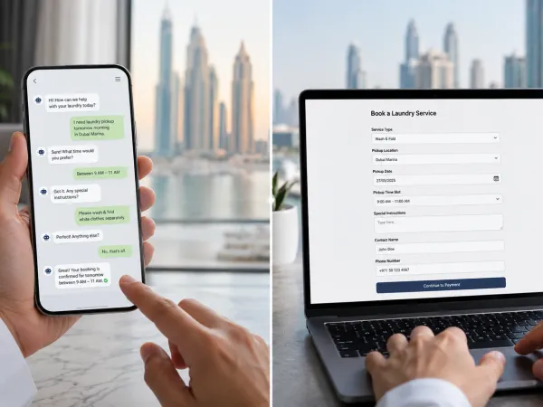 Conversational vs Standard Online Booking for Laundry in the UAE