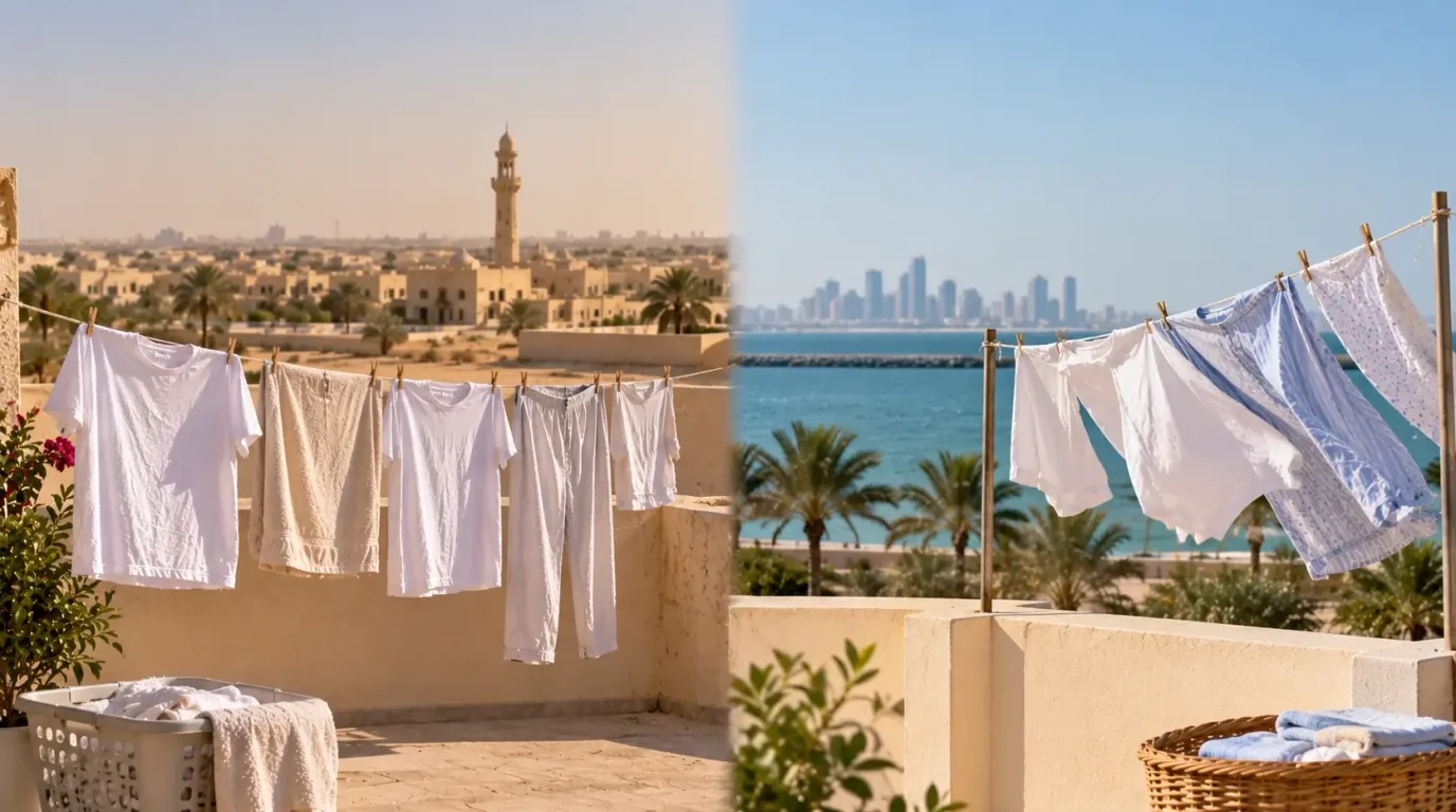 Ten Kilometres Inland, a Different Drying Year: Umm Salal Against the Coast