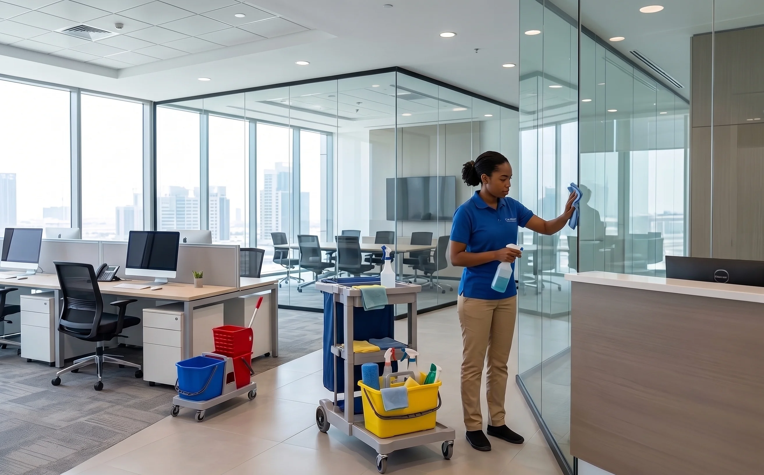 Professional commercial cleaning team