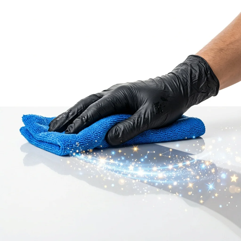 Laundrykhalas Professional cleaner wiping a pristine kitchen counter
