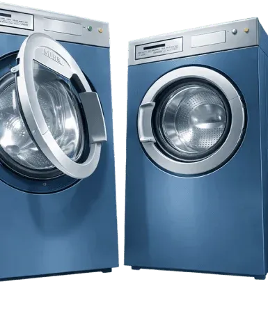 Industrial washing machine during a 40 degree wash cycle