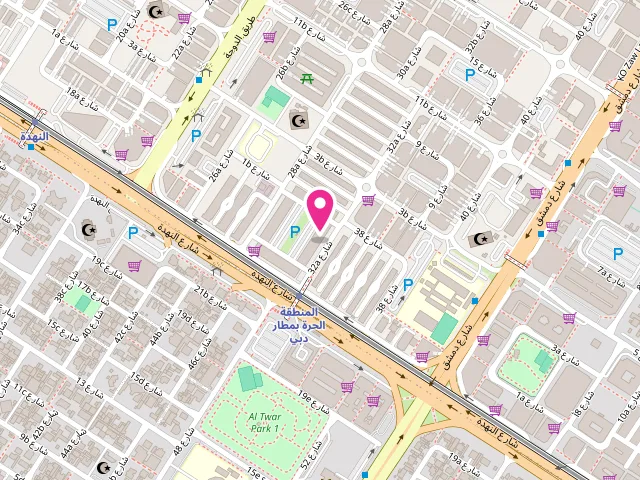 Map showing the location of Aachoos Laundry at Sheikh Rashid Colony - near Metro - Al Qusais - Dubai Airport Free Zone - Dubai - United Arab Emirates