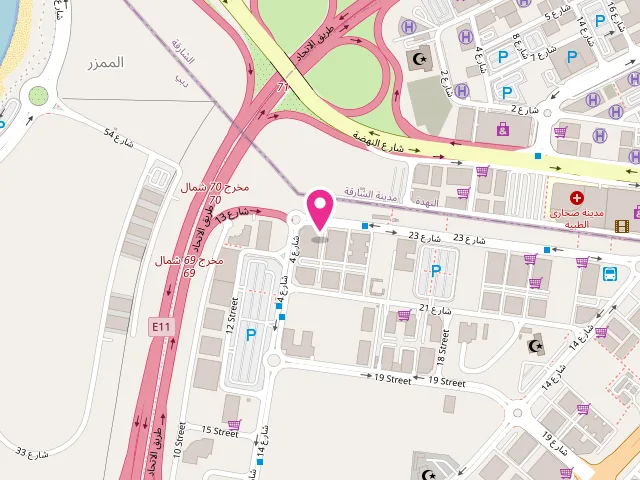 Map showing the location of Acura Laundry at 79W7+RMH - Al Nahda First - Al Nahda - Dubai - United Arab Emirates