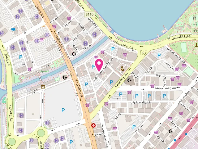 Map showing the location of AL Hanan Laundry مغسلة الحنان at Sharjah - Al Majaz District - Al Majaz - Sharjah - United Arab Emirates
