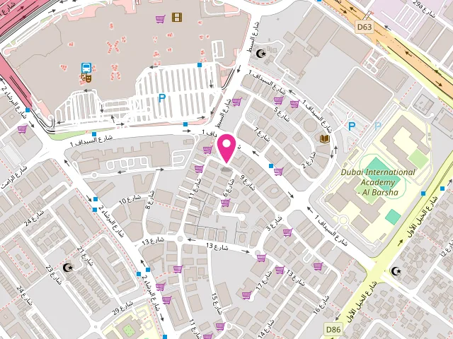 Map showing the location of Al Karama Star Dry Cleaning & Laundry Services – Al Barsha at Al Maha Building behind citymax hotel, Mall of The Emirates - Sheikh Zayed Rd - behind CityMax Hotel & - Al Barsha First - Al Barsha - Dubai - United Arab Emirates