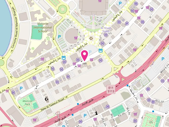 Map showing the location of Al Manama Laundry at 894C+Q2M - Al Taawun St - Al Mamzar - Sharjah - United Arab Emirates