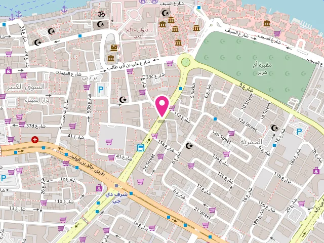 Map showing the location of AL MUHTARAM LAUNDRY Br. at 38 Al Mussallah Rd - Al Hamriya - Dubai - United Arab Emirates