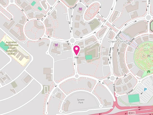 Map showing the location of AL NAJM AL SATTEA LAUNDRY مغسلة النجم الساطع at Dubai - Al Barsha South Third - Al Barsha South - Dubai - United Arab Emirates