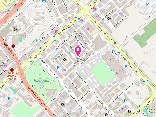 Map showing the location of AL RAFIDAIN LAUNDRY BR-5 مصبغة الرافدين at 35 شارع الظَّاهِر - Al Khalidiyah - W9 - Abu Dhabi - United Arab Emirates