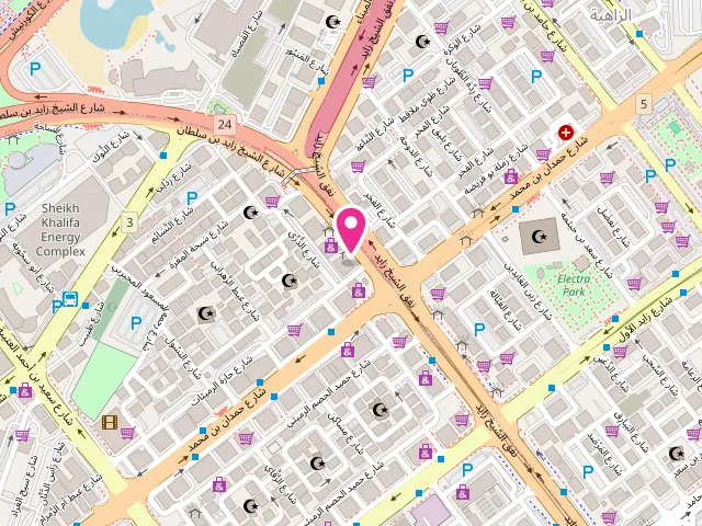 Map showing the location of Al Rafidain Laundry at شارع الدري - Al Danah - Zone 1 - Abu Dhabi - United Arab Emirates