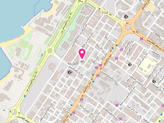 Map showing the location of مغسلة ركن الالماس AL RUKIN AL MASI at Al Qulai'aah - Sharjah - United Arab Emirates