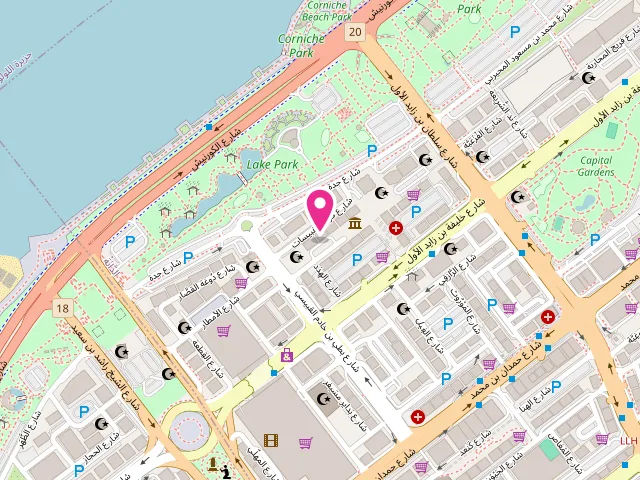 Map showing the location of Al Sanafeh Laundry at Abu Dhabi - Al Danah - Zone 1 - Abu Dhabi - United Arab Emirates