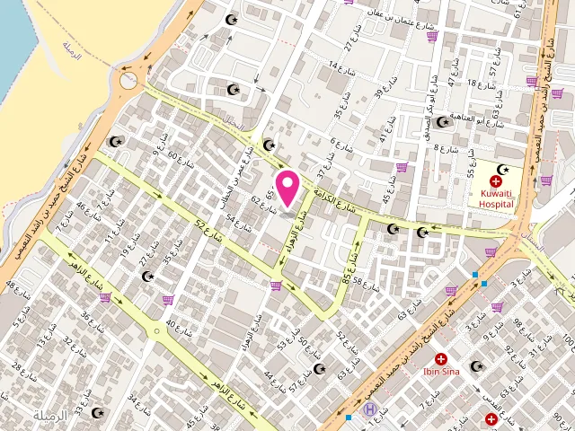 Map showing the location of Al Tawazen Laundry L.L.C at Al Nakhil - Al Rumailah 1 - Ajman - United Arab Emirates