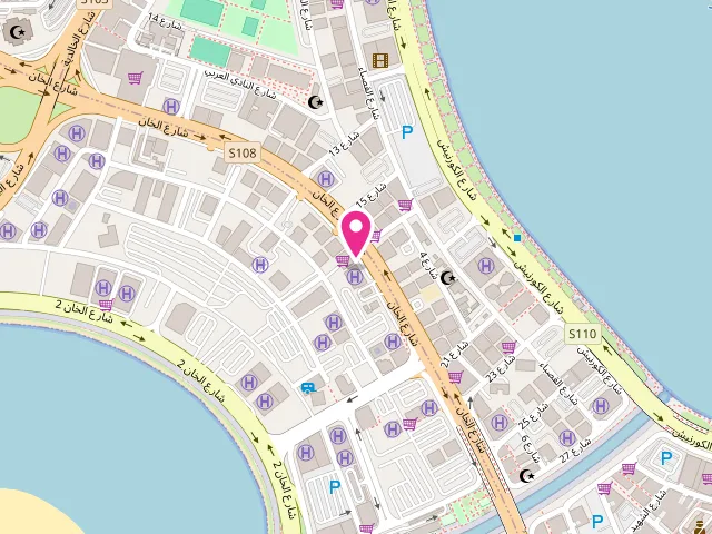 Map showing the location of Al yasmeen laundry - مغسلة الياسمين at Happy Home Building - Al Khan St - Al Khan - Sharjah - United Arab Emirates