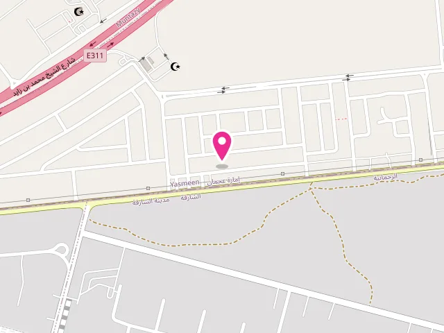 Map showing the location of مصبغة التميز الاتوماتيكية at مقابل الرحمانية - Al Yasmeen - Ajman - United Arab Emirates