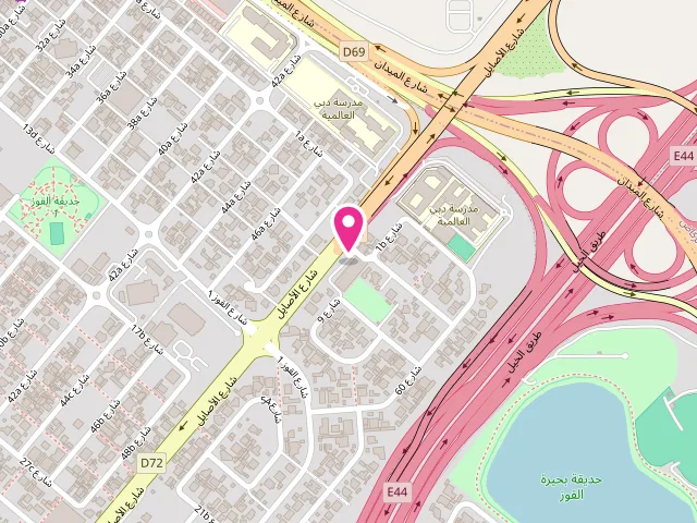 Map showing the location of ALSAFA Heritage Laundry - Alquoz 1 at Shop No 7 & 8 - Mattar Eid Juma Al Koas Al Falasi Building no Al Quoz - 1st - 44 شارع الأصايل - near Dubai International School - القوز الأولى - القوز - دبي - United Arab Emirates