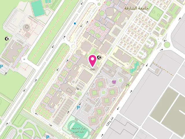Map showing the location of مغسلة أشرف Ashraf Laundry | BEST LAUNDRY IN SHARJAH | Dry Cleaning & Premium service at University of - University City - Sharjah - United Arab Emirates