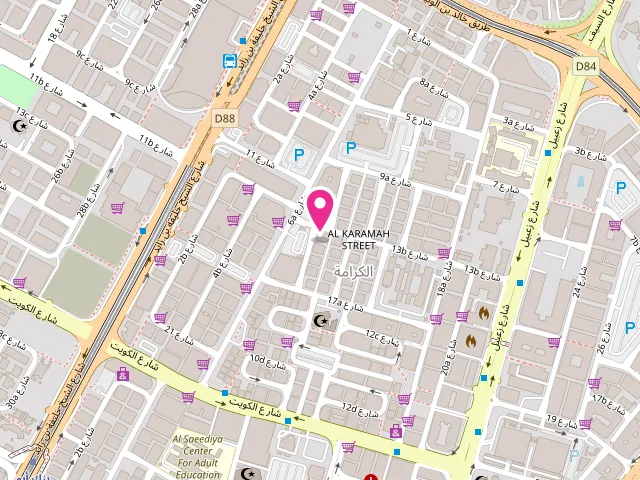 Map showing the location of Autumn Leaves Laundry & Dry Cleaners at B9 - Al Karama - Sheikh Hamdan Colony - Dubai - United Arab Emirates