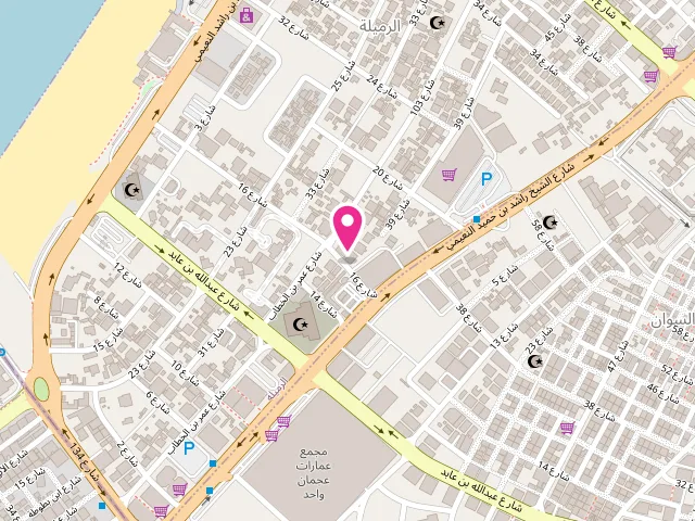 Map showing the location of AYNS Laundry Basket Automatic LLC at Al Rumailah - Al Rumailah 2 - Ajman - United Arab Emirates