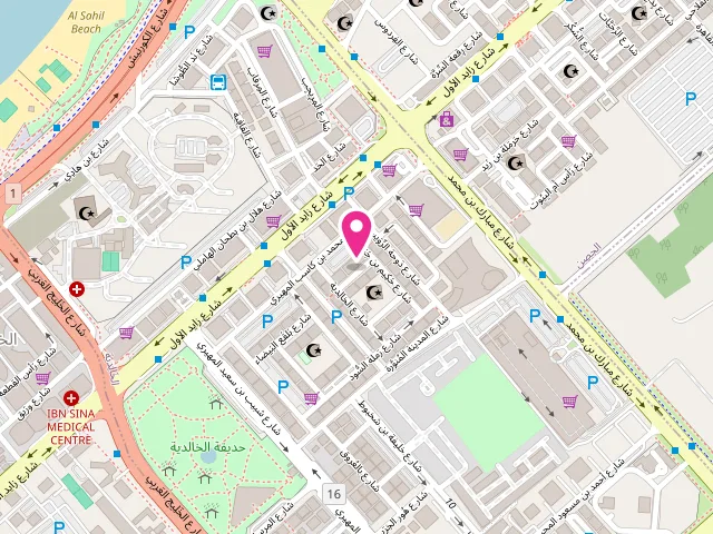 Map showing the location of Bayad althalaj laundry at Al Khalidiyah - W9 - Abu Dhabi - United Arab Emirates