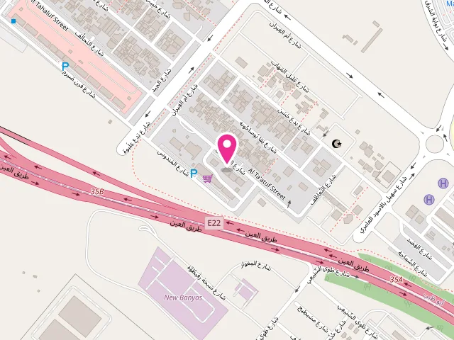 Map showing the location of مغسلة بينونة Baynounah laundry at Bani Yas - East 3 - Abu Dhabi - United Arab Emirates