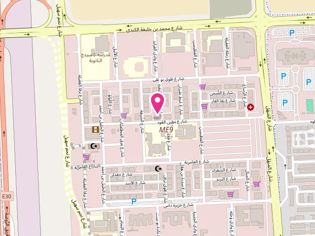 Map showing the location of Black and White Dry Cleaning at 36 Musari St - Mohamed Bin Zayed City - ME9 - Abu Dhabi - United Arab Emirates