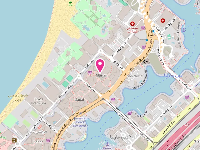 Map showing the location of Blossom Laundry JBR Walk at JBR walk - دبي مارينا - مساكن شاطئ جميرا - دبي - United Arab Emirates
