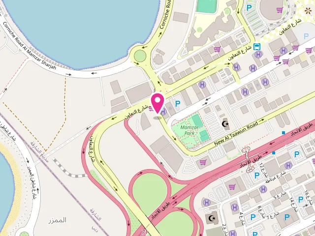 Map showing the location of Bright Spot Laundry at Al Taawun St - Al Mamzar - Sharjah - United Arab Emirates