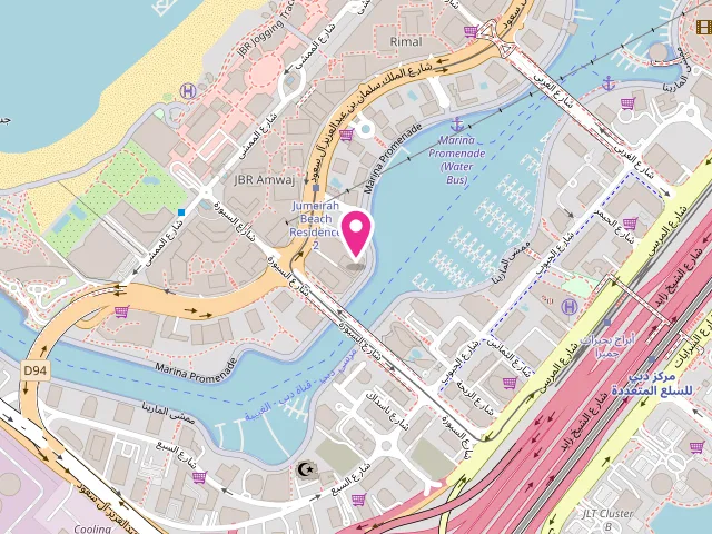 Map showing the location of Bright Star Laundry Dubai Marina at Shop #3 - Marina Wharf 1 - دبي مارينا - دبي - United Arab Emirates