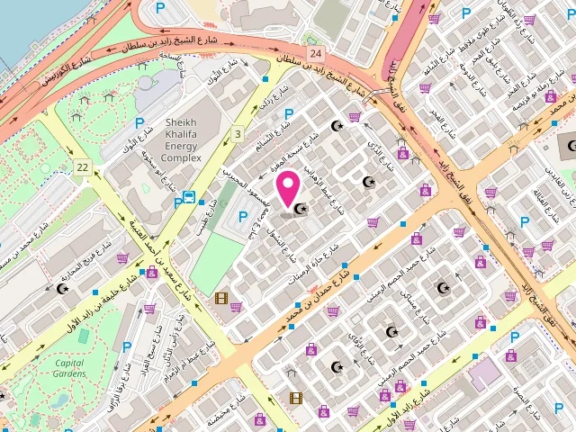 Map showing the location of Bubble Care Express Laundry – Citywide Branch at 22209 - 9 Dhat As Sawari St - Al Danah - Zone 1 - Abu Dhabi - United Arab Emirates