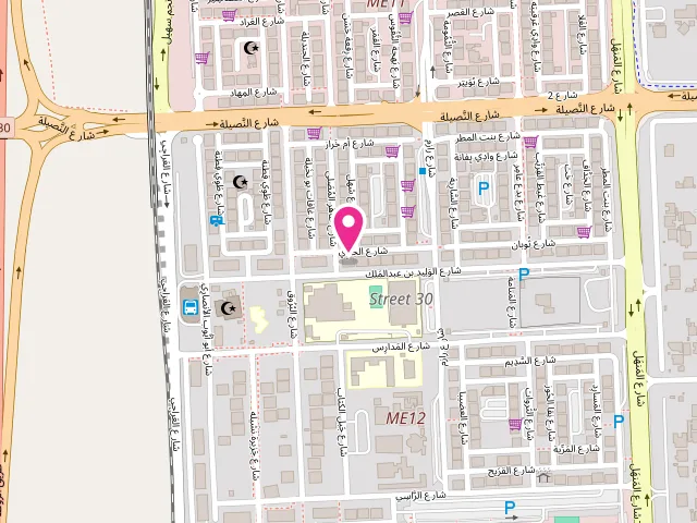 Map showing the location of مصبغة بقشة غسيل Bugsht Gaseel laundry at شارع اليدعة - Mohamed Bin Zayed City - ME12 - Abu Dhabi - United Arab Emirates