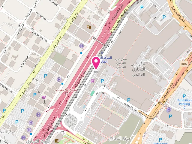 Map showing the location of CLEAN PLUS LAUNDRY at Shop No.15, Block A Dubai World - Hotel Apartment - شارع الشيخ زايد - المركز التجاري الثانية - دبي - United Arab Emirates