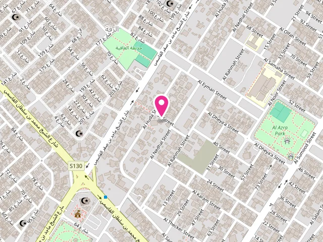 Map showing the location of DAWAR AL AZRAH LAUNDRY at 681 Sheikh Majed Bin Saqr Al Qasimi St - Al Azra - Al Riqa Suburb - Sharjah - United Arab Emirates