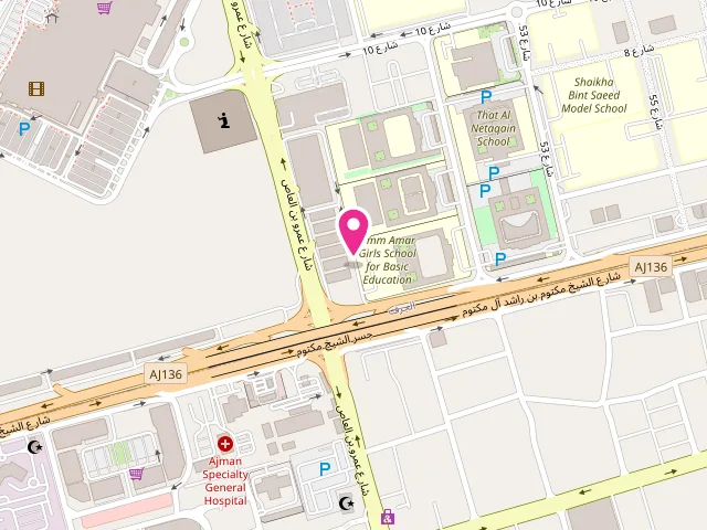 Map showing the location of مغسلة مصبغة عطر الياسمين eitr alyasmeen laundry at Al Jerf 2 - Ajman - United Arab Emirates