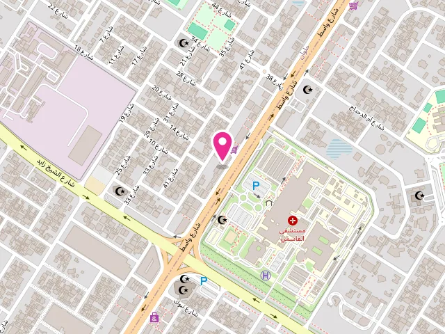 Map showing the location of ER Laundry Sharjah / مصبغة اي ار الشارقة شارع واسط at Wasit St - مقابل مستشفى القاسمى - Al Abar - Halwan - Sharjah - United Arab Emirates