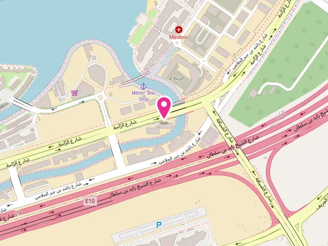 Map showing the location of flip Laundry لوجه الغسيل at Liwa Canal View shop 4 - Block B Al Raha Blvd - Al Rahah - RBW3 - Abu Dhabi - United Arab Emirates