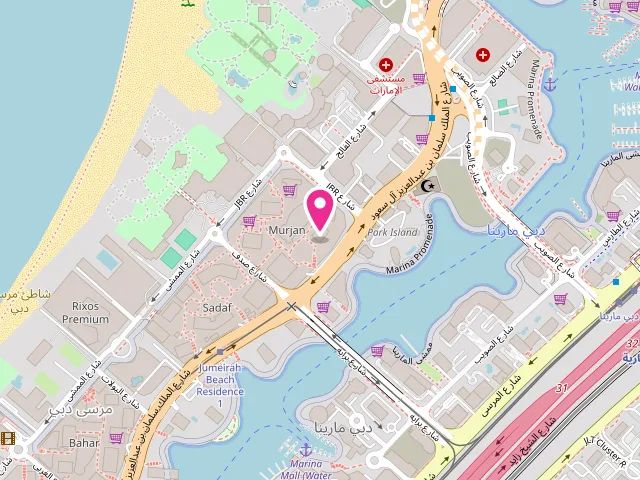 Map showing the location of Green laundry Marina at 28A - Murjan Plaza - دبي مارينا - مساكن شاطئ جميرا - دبي - United Arab Emirates