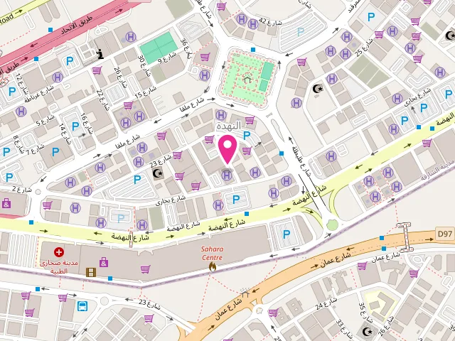 Map showing the location of Green Leaf Laundry at 128 Al Nahda St - Hay Al Nahda - Sharjah - United Arab Emirates