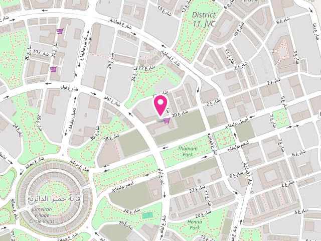 Map showing the location of Hala Laundry Services - Professional Laundry Dubai Service at JVC Jumeirah Village Circle District 11 Street 20 Alcove Residence building shop#7 Dubai - البرشاء جنوب الرابعة - قرية جميرا الدائرية - دبي - United Arab Emirates