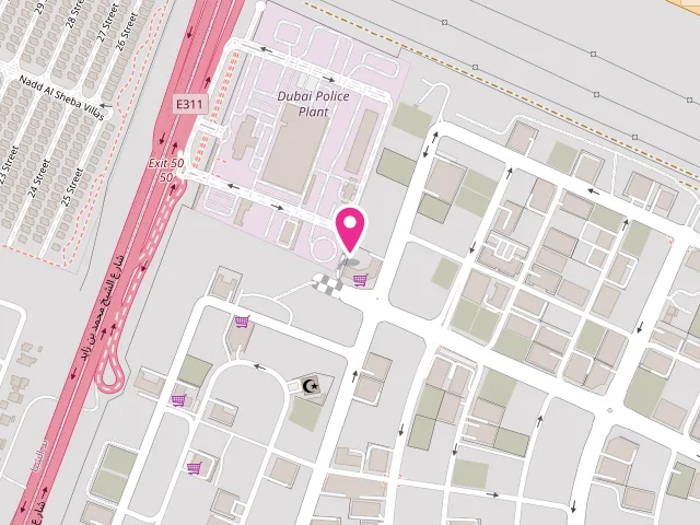 Map showing the location of Hawashim Laundry at Dubai - Warsan Fourth - Dubai - United Arab Emirates