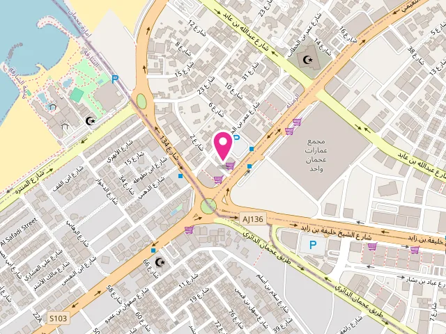 Map showing the location of IFTKHAR lAUNDRY at Ajman - Al Rumailah - Al Rumailah 3 - Ajman - United Arab Emirates