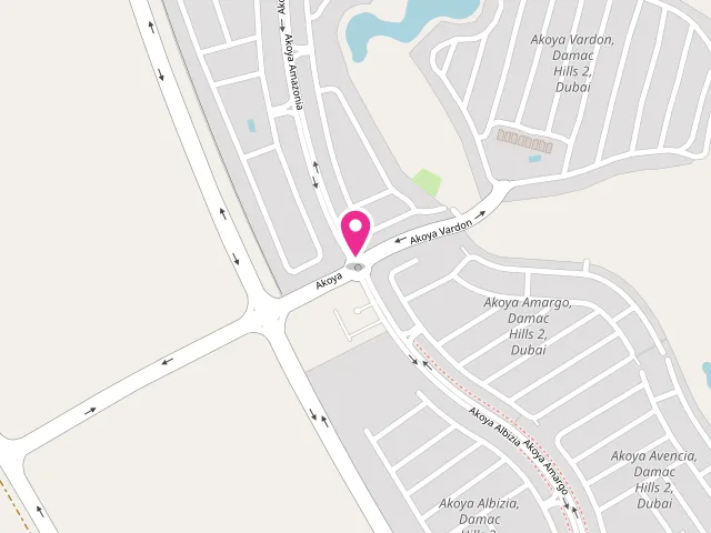 Map showing the location of Jeeves Dry Cleaners and Launderers at Akoya Community Centre - next to CarreFour Supermarket - Madinat Hind 4 - Damac Hills - Dubai - United Arab Emirates