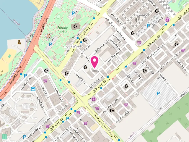 Map showing the location of Jeeves Dry Cleaning at Zayed The First St - Al Hisn - W7 01 - Abu Dhabi - United Arab Emirates