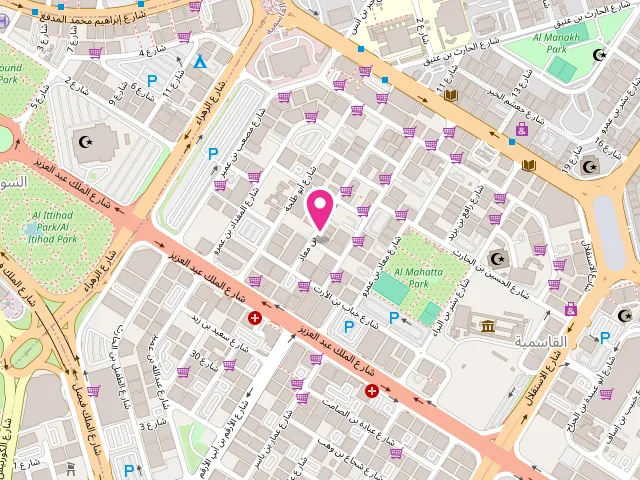 Map showing the location of مغسلة السيف الذهبي at Mubashir building. - Shop no. 01 - Zayed Bin Mezyen St - Al Mahatta - Hay Al Qasimiah - Sharjah - United Arab Emirates