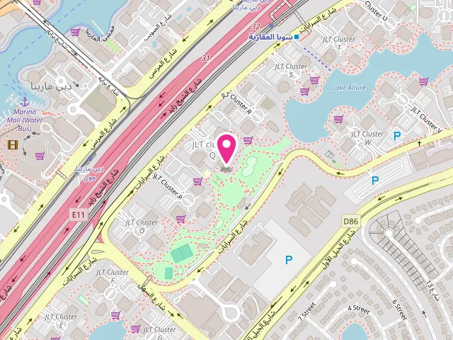 Map showing the location of Laundry Lounge - UAE's 1st Self Service Laundry at Dubai Gate 1 - Tower, Cluster Q - الثنيه الخامسة - أبراج بحيرات الجميرا - دبي - United Arab Emirates