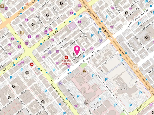 Map showing the location of Live Orange Laundry at opposite Darvish Masjid - Al Danah - Zone 1 - Abu Dhabi - United Arab Emirates