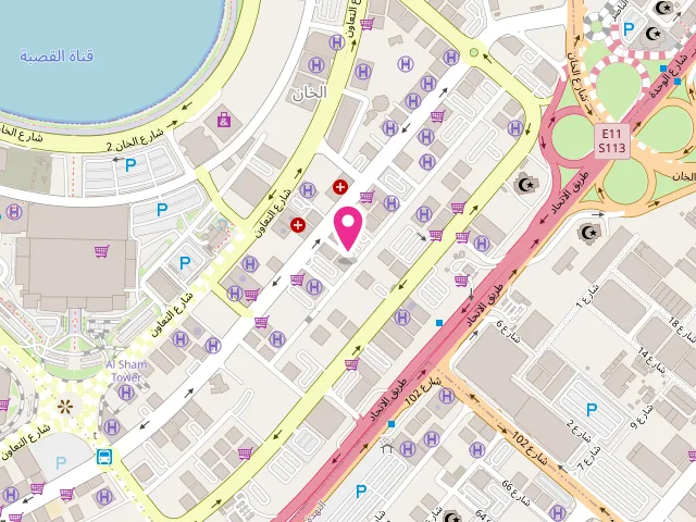 Map showing the location of Liwa laundry and dry cleaners at Al Taawun St - Al Khan - Sharjah - United Arab Emirates